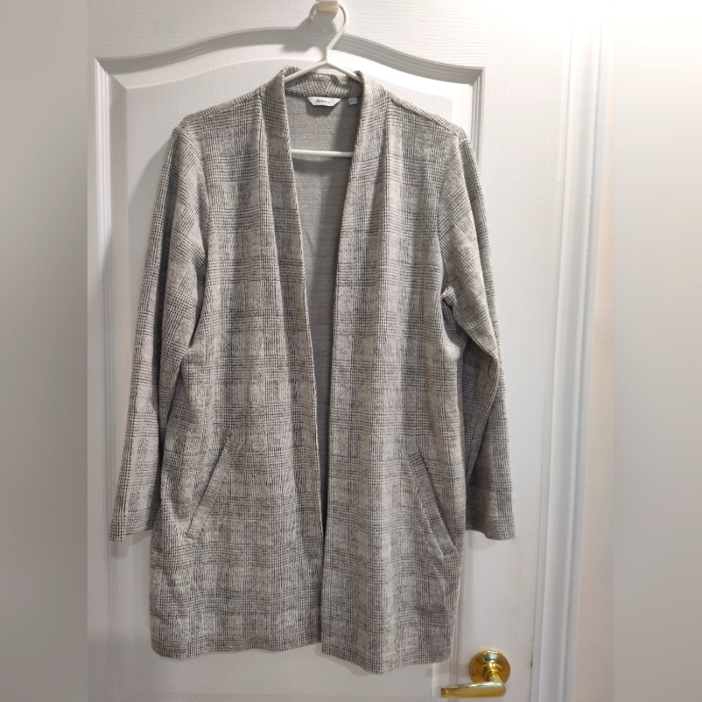 Women’s Gray Open-Front Longline Jacket Coat